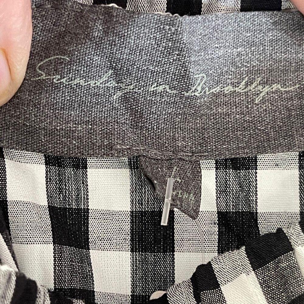 Anthropologie Sunday in Brooklyn Black White Gingham Check Flare Skirt Medium NW - Picture 3 of 6